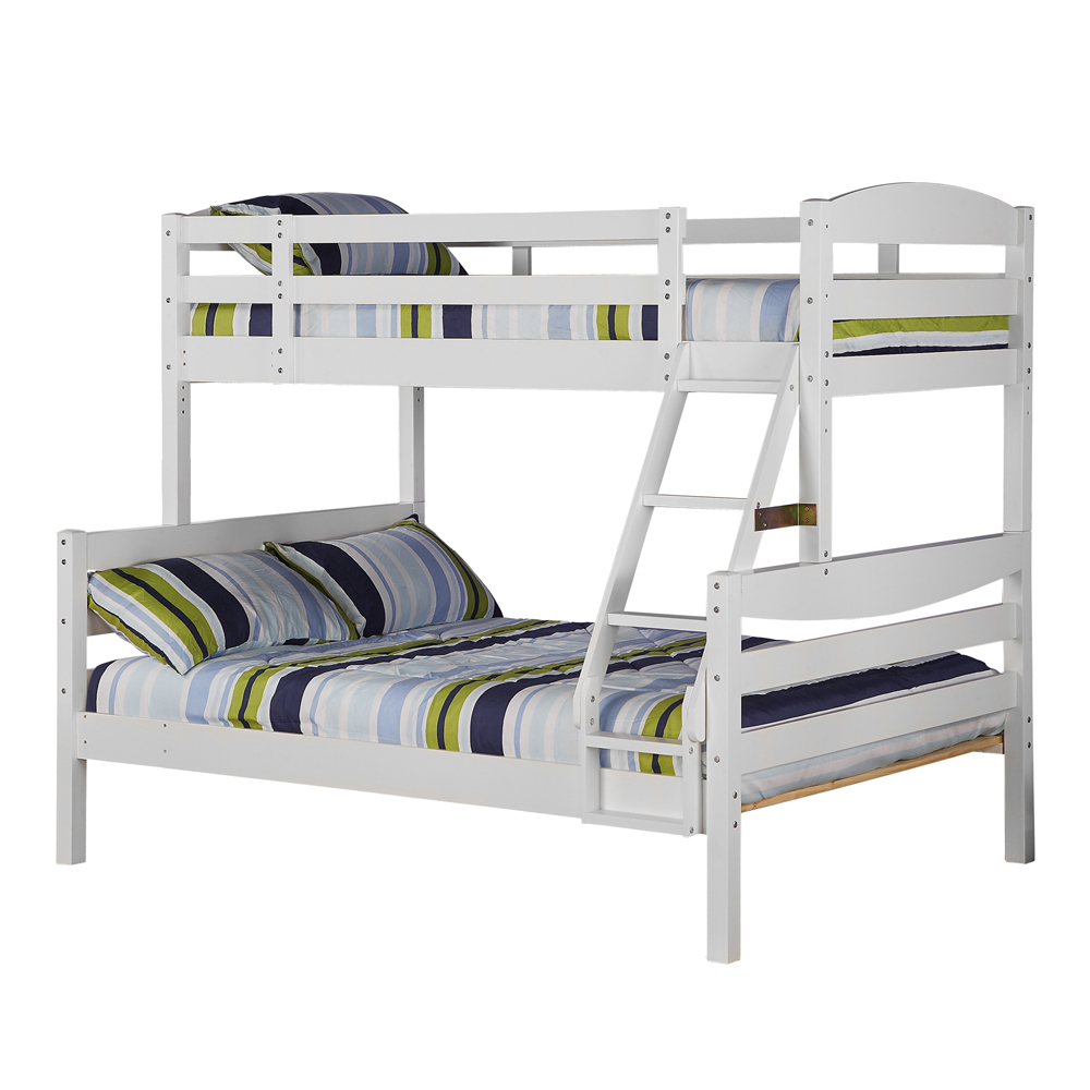 Solid Wood Twin Full White Bunk Bed