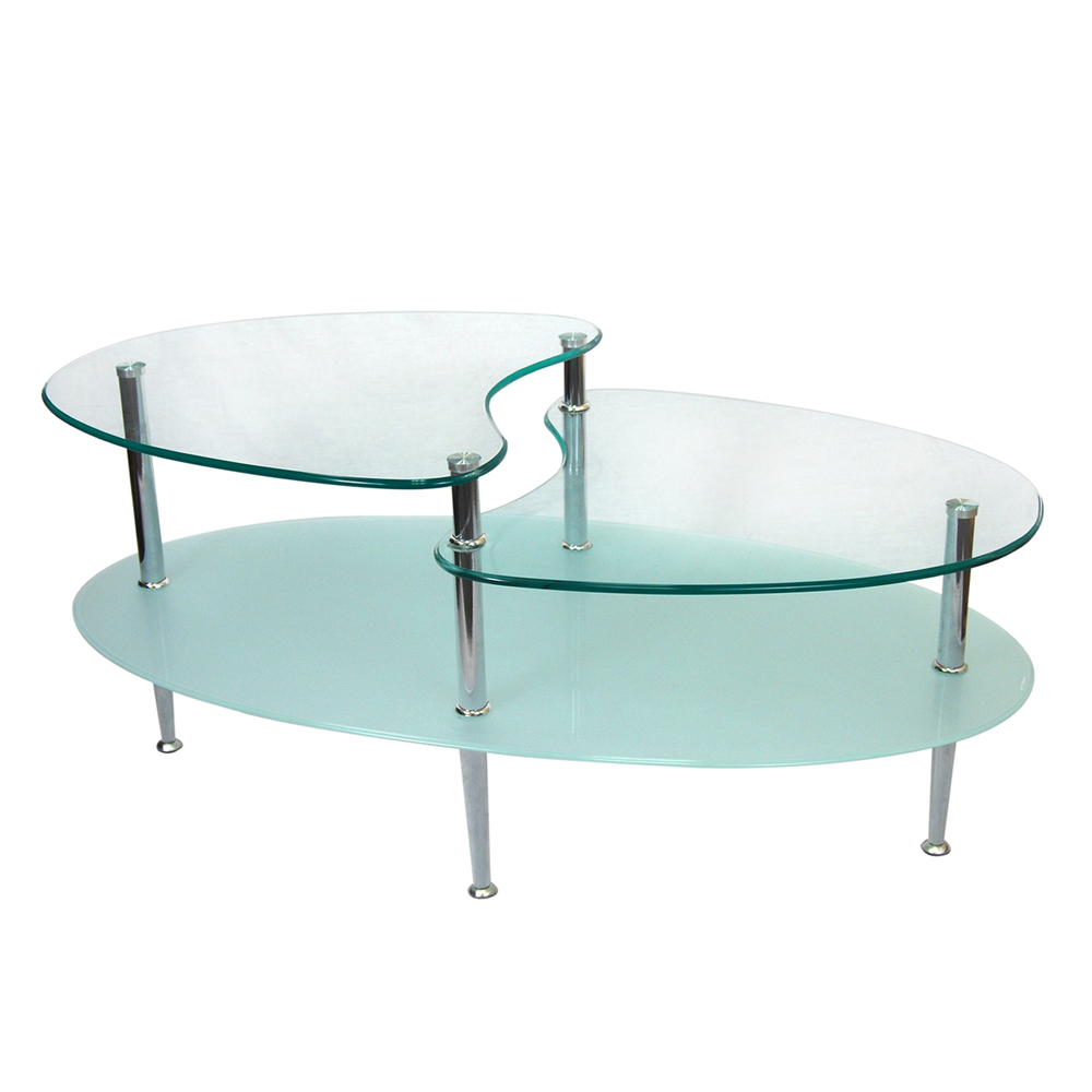 Glass Wave Oval Coffee Table