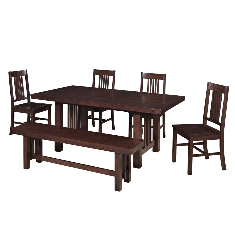 Solid Wood 6-Piece Cappuccino Dining Set