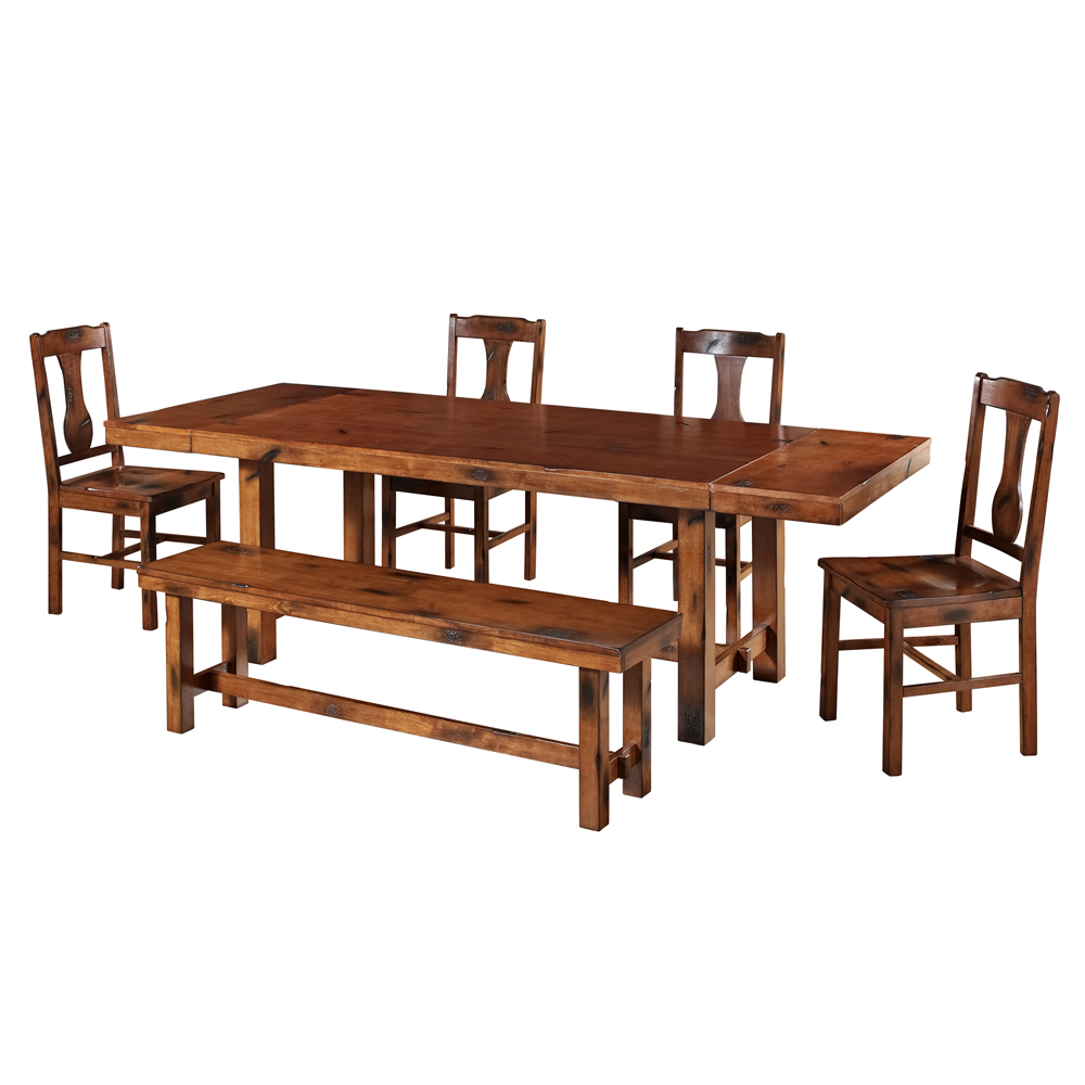 Solid Wood 6-Piece Dark Oak Dining Set