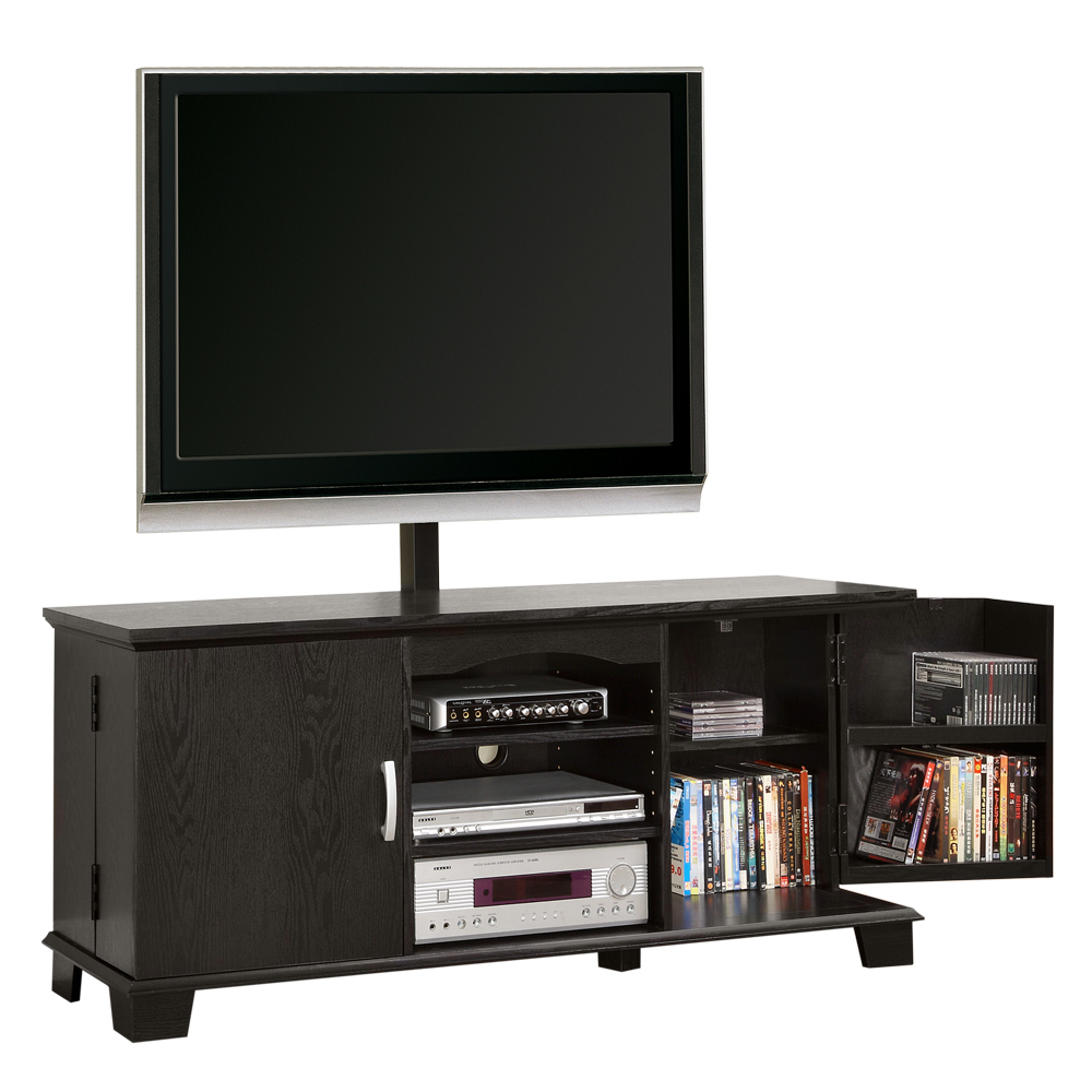 60 in. Black Wood TV Stand with Mount