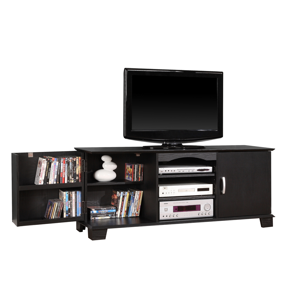 60 in. Black Wood TV Stand