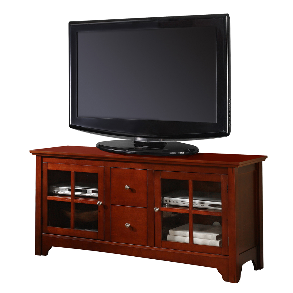 52 in. Brown Wood TV Stand with Drawers