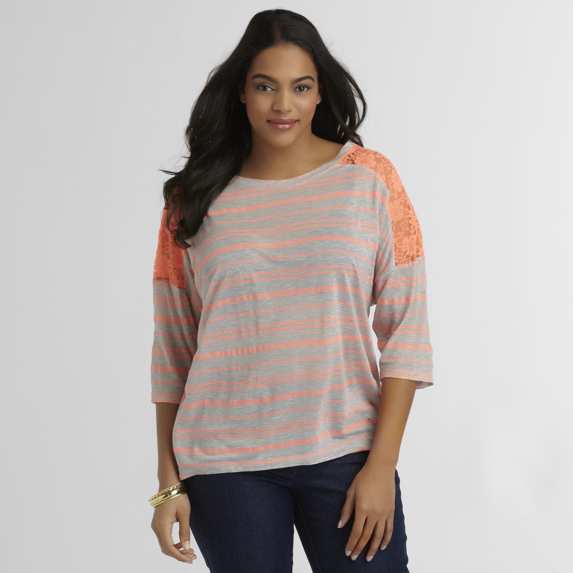 Love Your Style, Love Your Size Women's Plus Lace Shoulder T-Shirt at Kmart.com