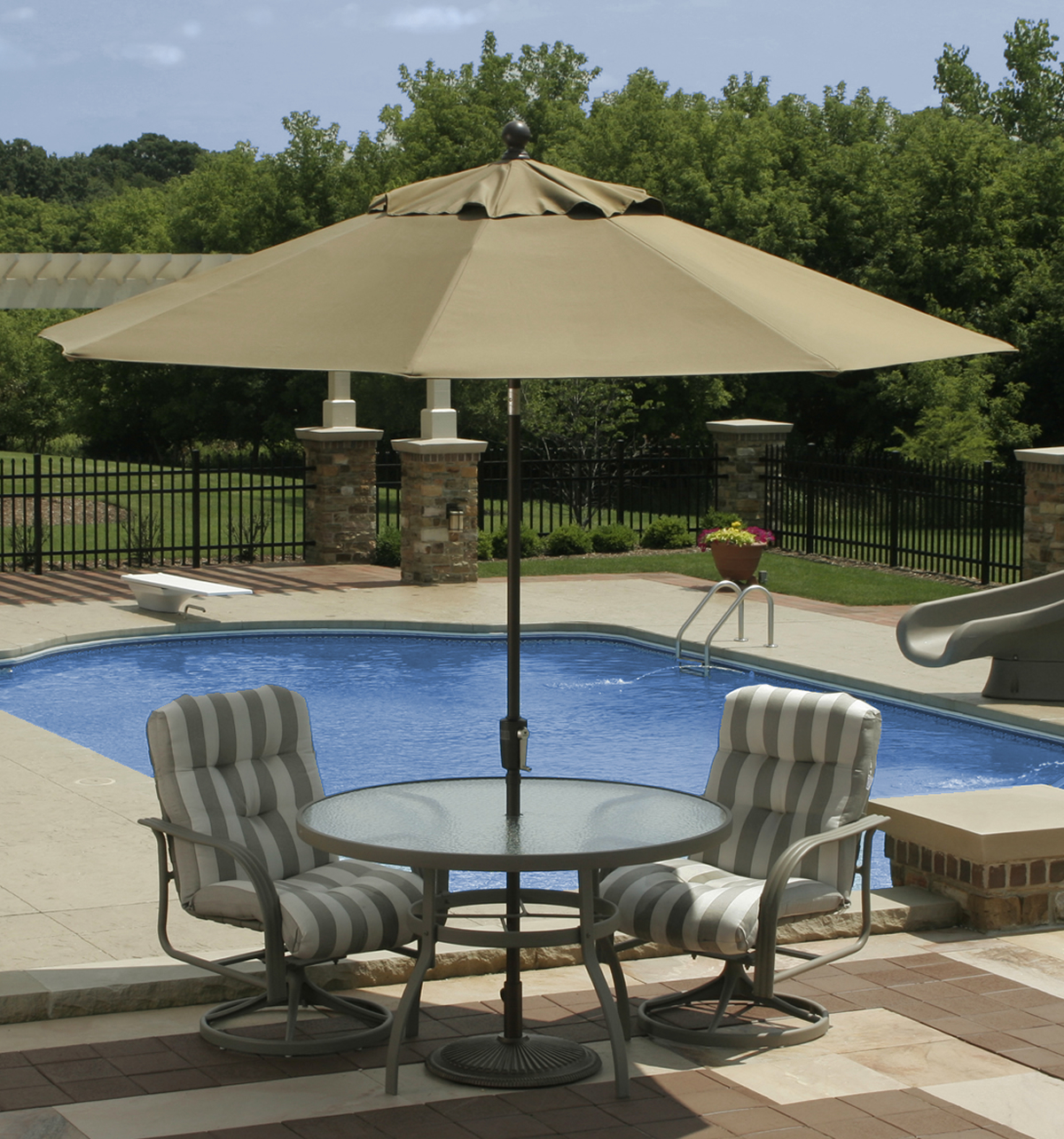 Swim Time Catalina II  9 ft. Octagonal Market Umbrella w/ Auto-Tilt in Stone Olefin at Sears.com