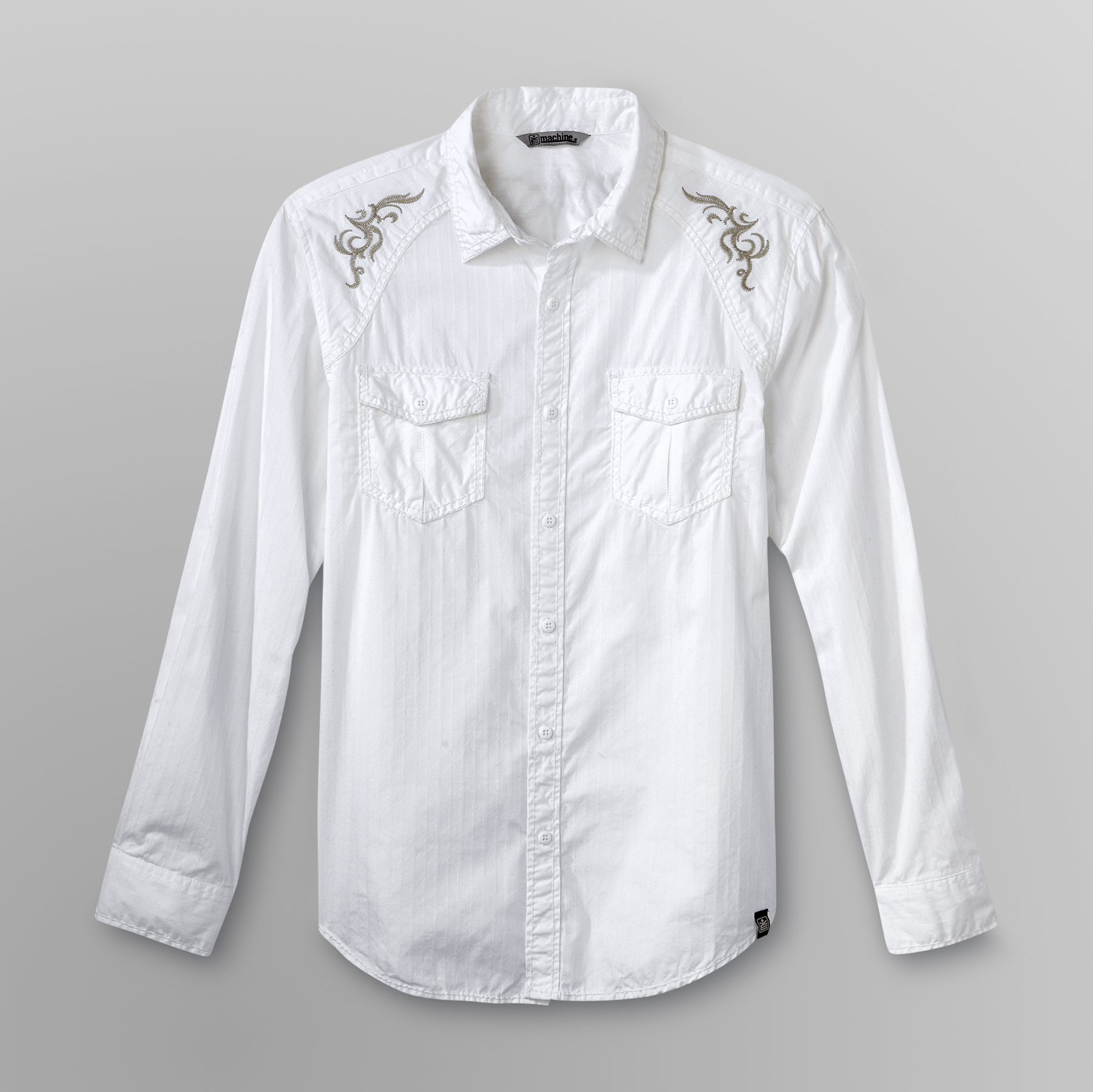 Machine Young Men's Embroidered Shirt - Dobby Stripe at Sears.com