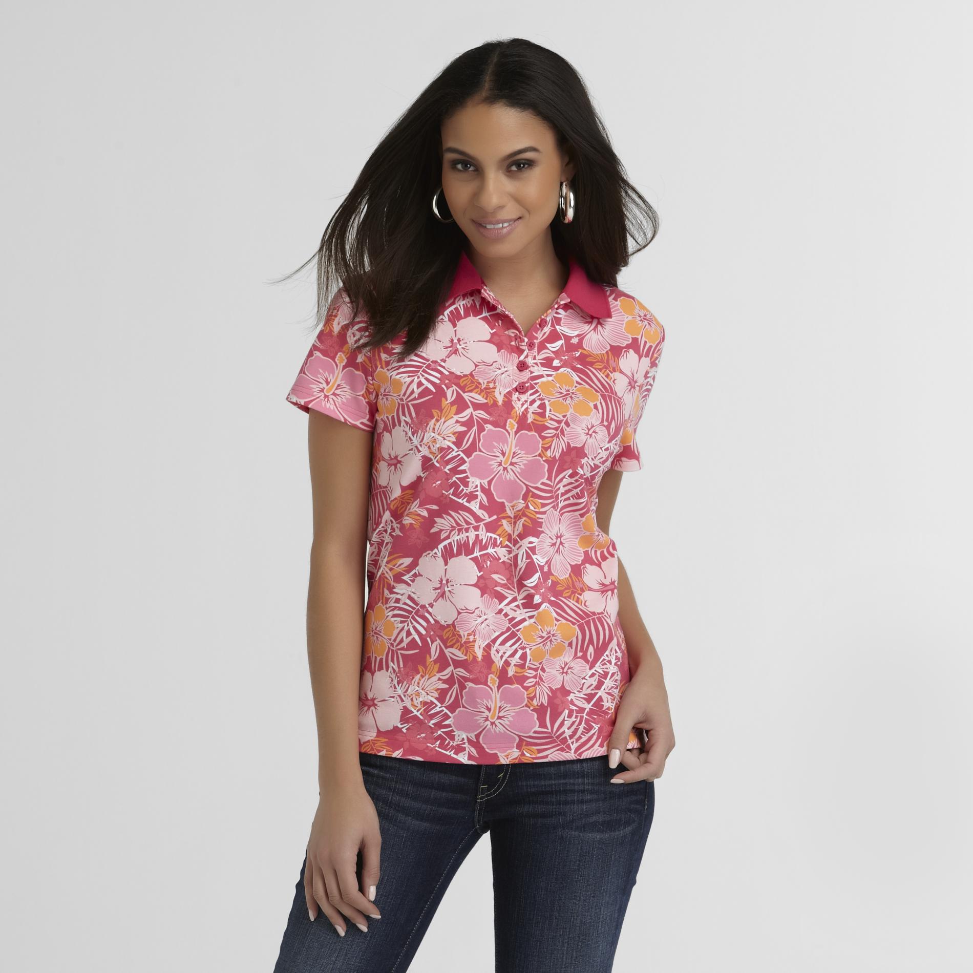 Basic Editions Women's Pique Polo Shirt - Tropical at Kmart.com