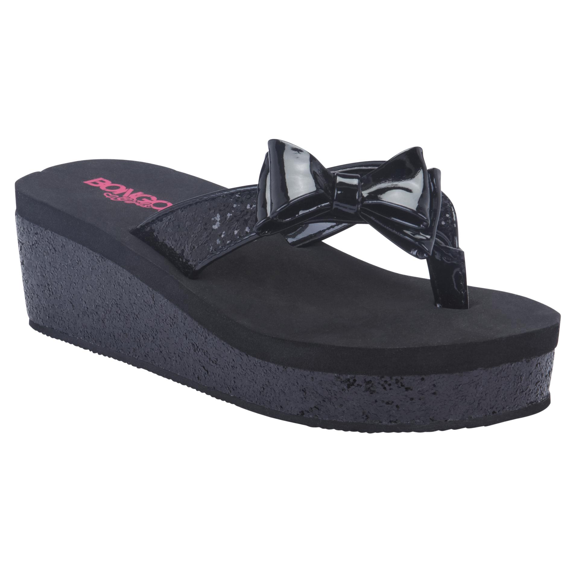 Bongo Girl's Sandal Selma Glitter Wedge - Black at Kmart.com