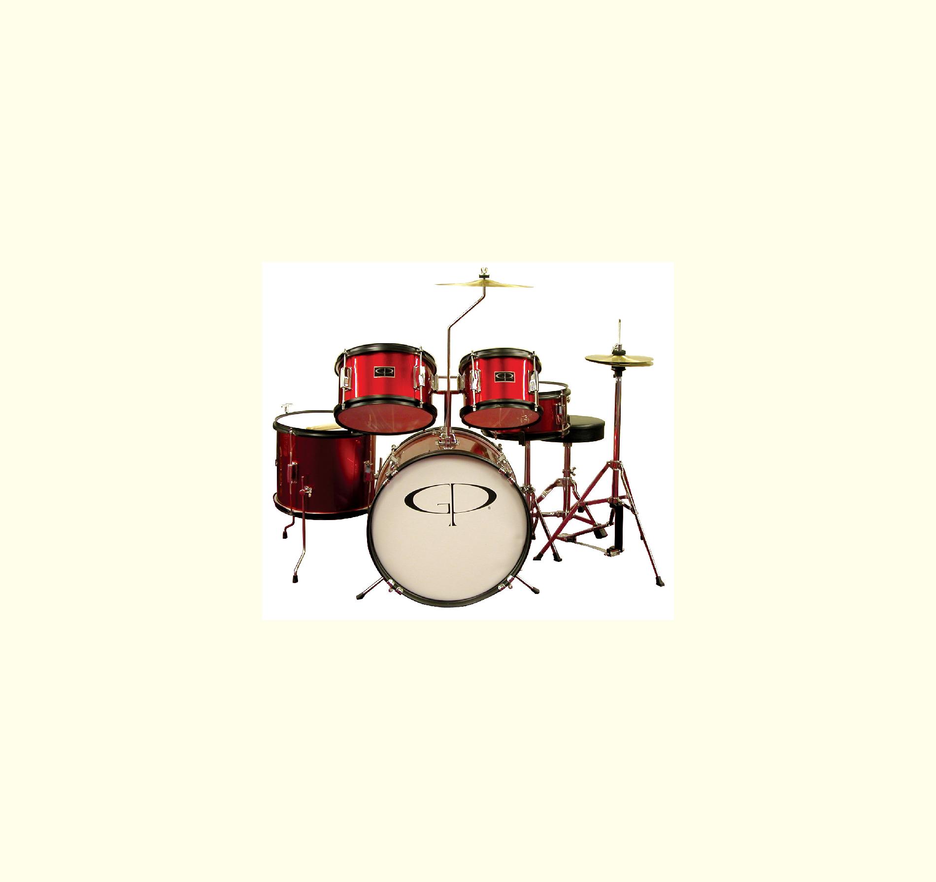GP55 5-Piece Junior Drum Set With Cymbals and Throne in Metallic Wine Red