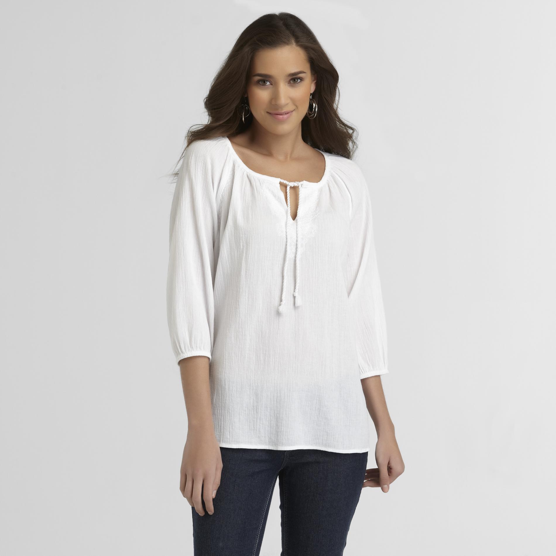 Route 66 Women's Embroidered Peasant Blouse at Kmart.com