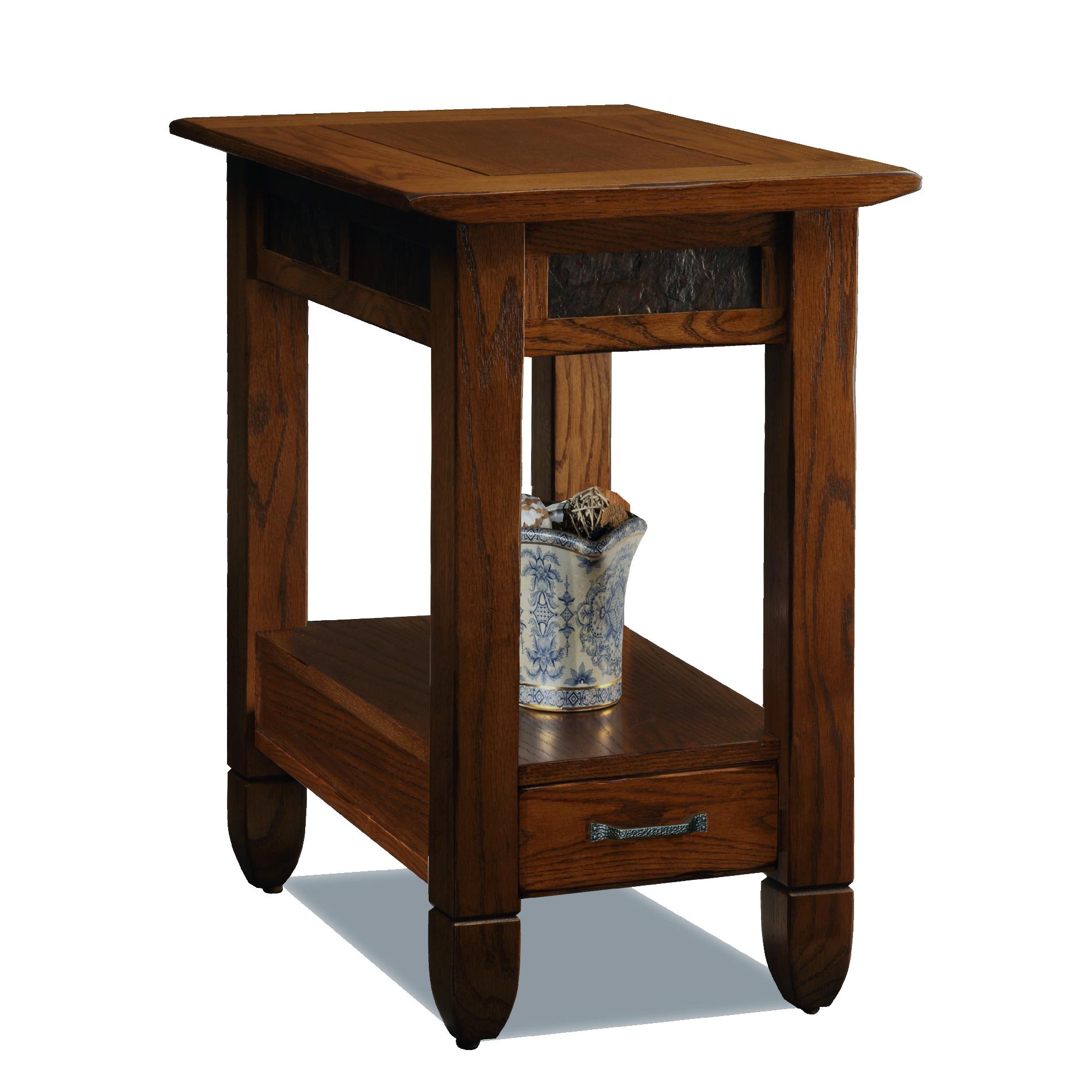 Leick Slatestone Oak Chairside End Table Rustic Oak Finish