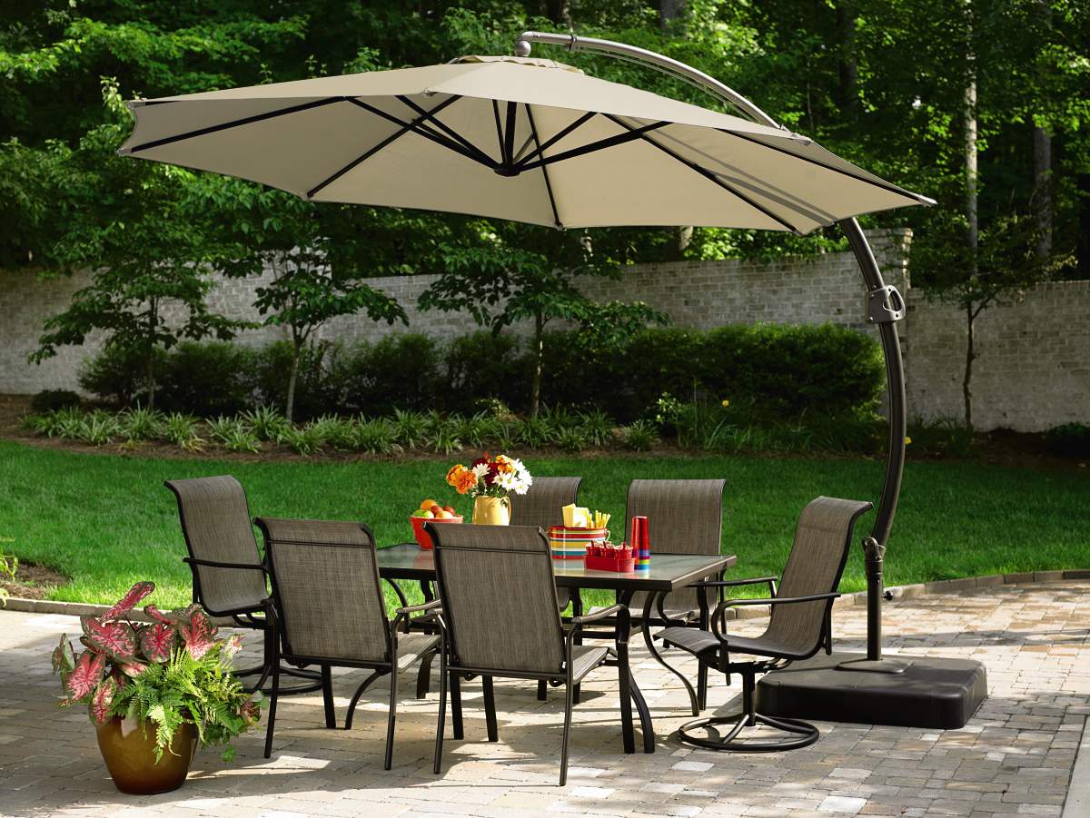 Garden Oasis 11.5 Ft. Steel Round Offset Umbrella w/Base ...
