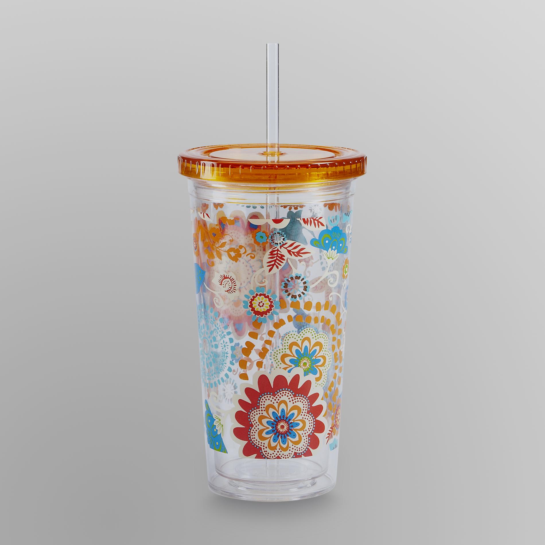 Colormate Plastic Straw Cup - Floral at Kmart.com