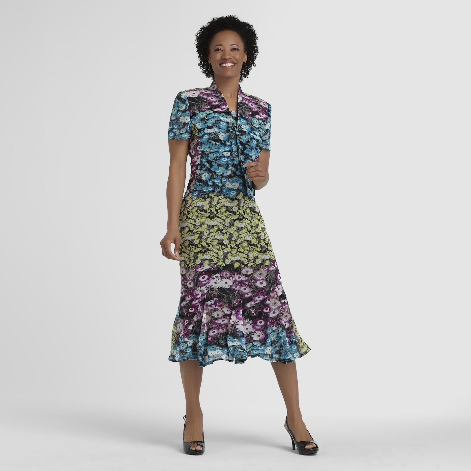 Danny & Nichole Women's Chiffon Dress & Jacket - Floral Print at Sears.com