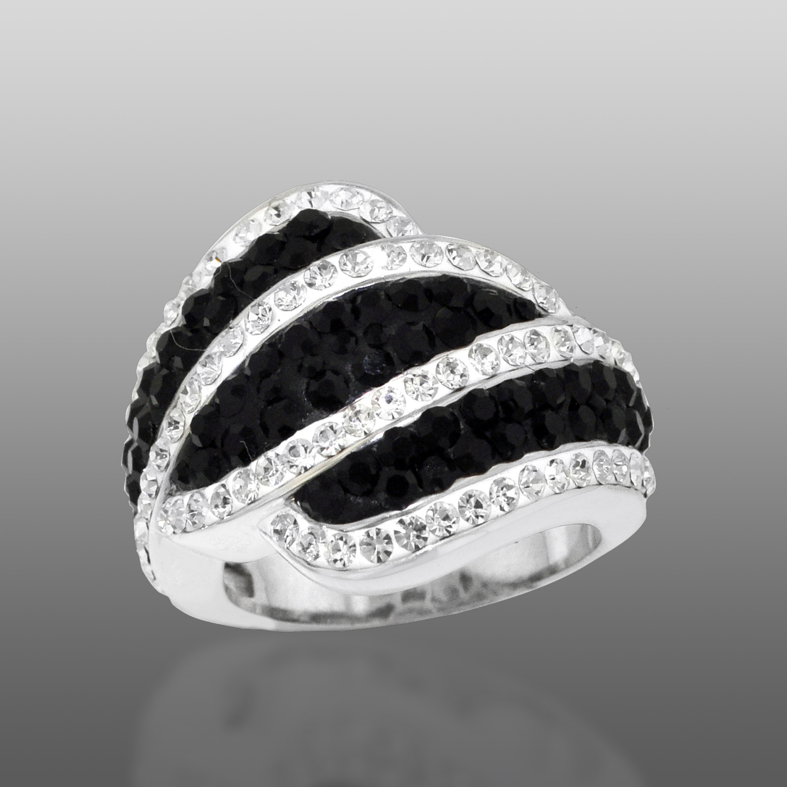 Shades Of Elegenace Platinum Over Bronze Black & White Wavy Stripe Ring at Kmart.com