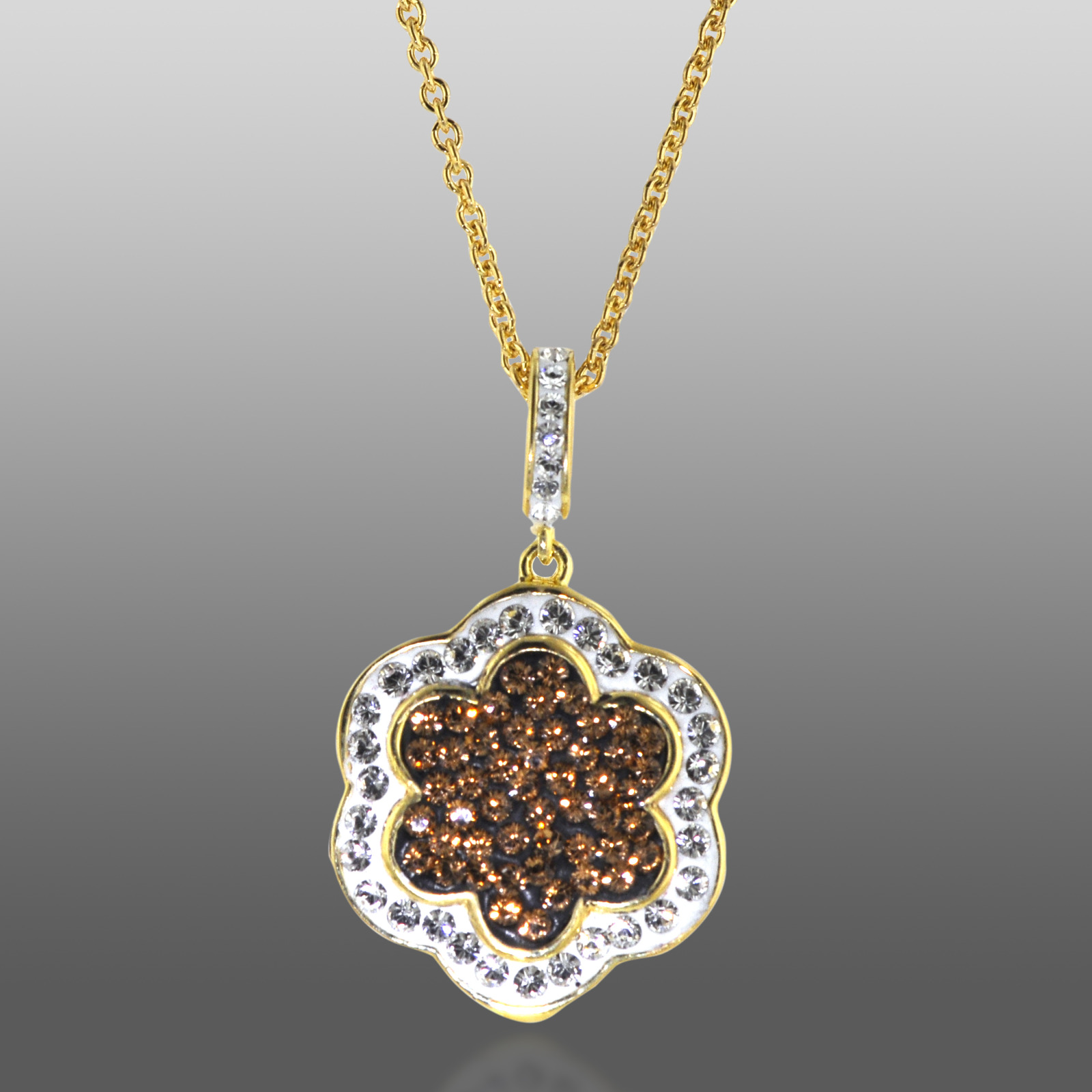Chocolate Elegance Gold Over Bronze Brown & White Crystal Clover Pendant at Kmart.com