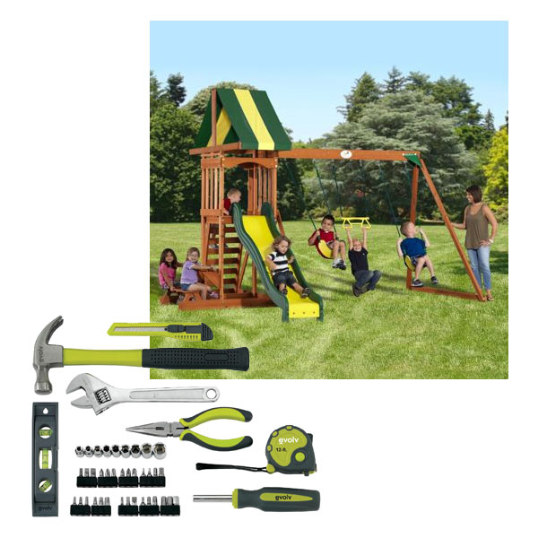 Backyard Wood Swing Set Play All Day with Kmart