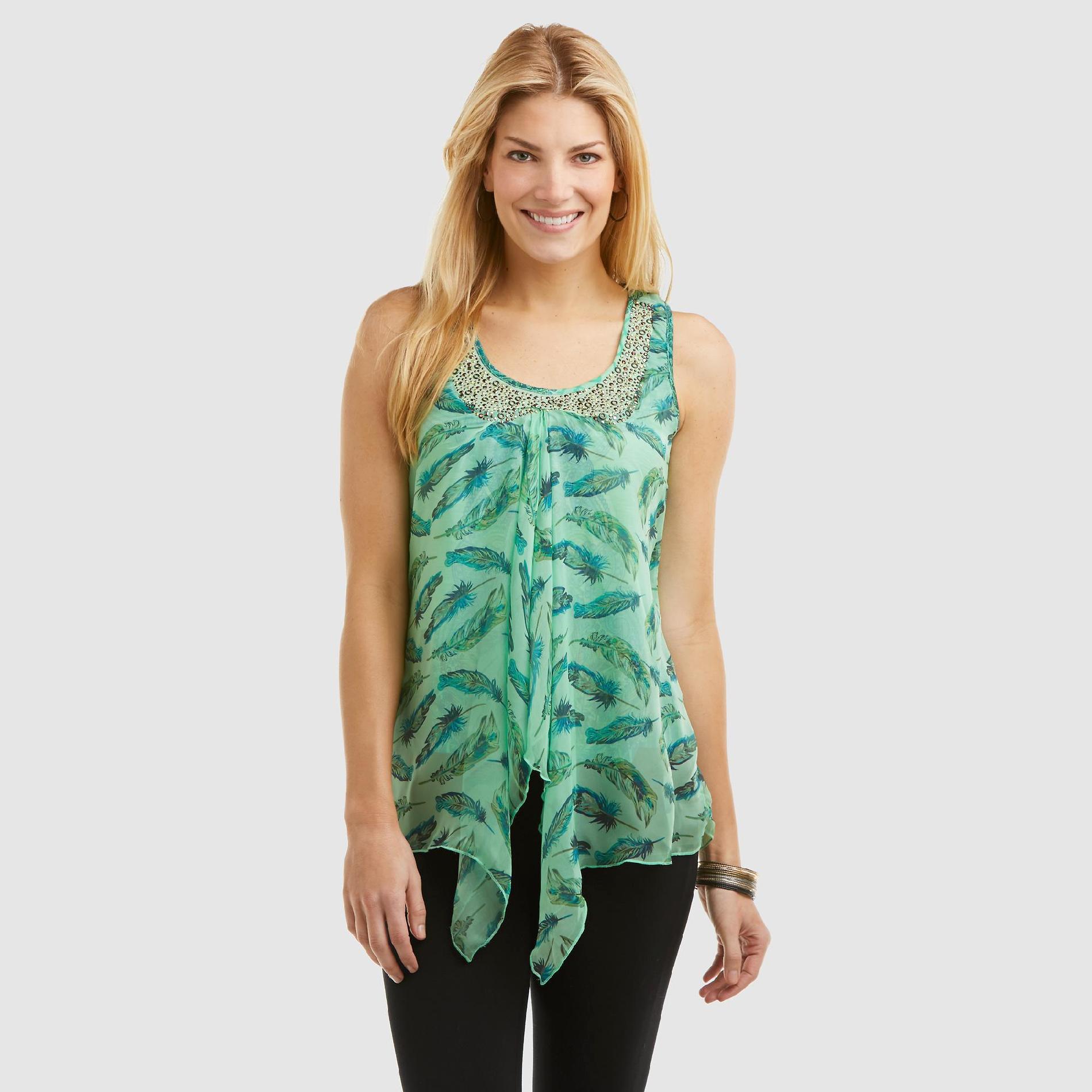 Women's Chiffon Tank Top - Leaf Print at Sears.com