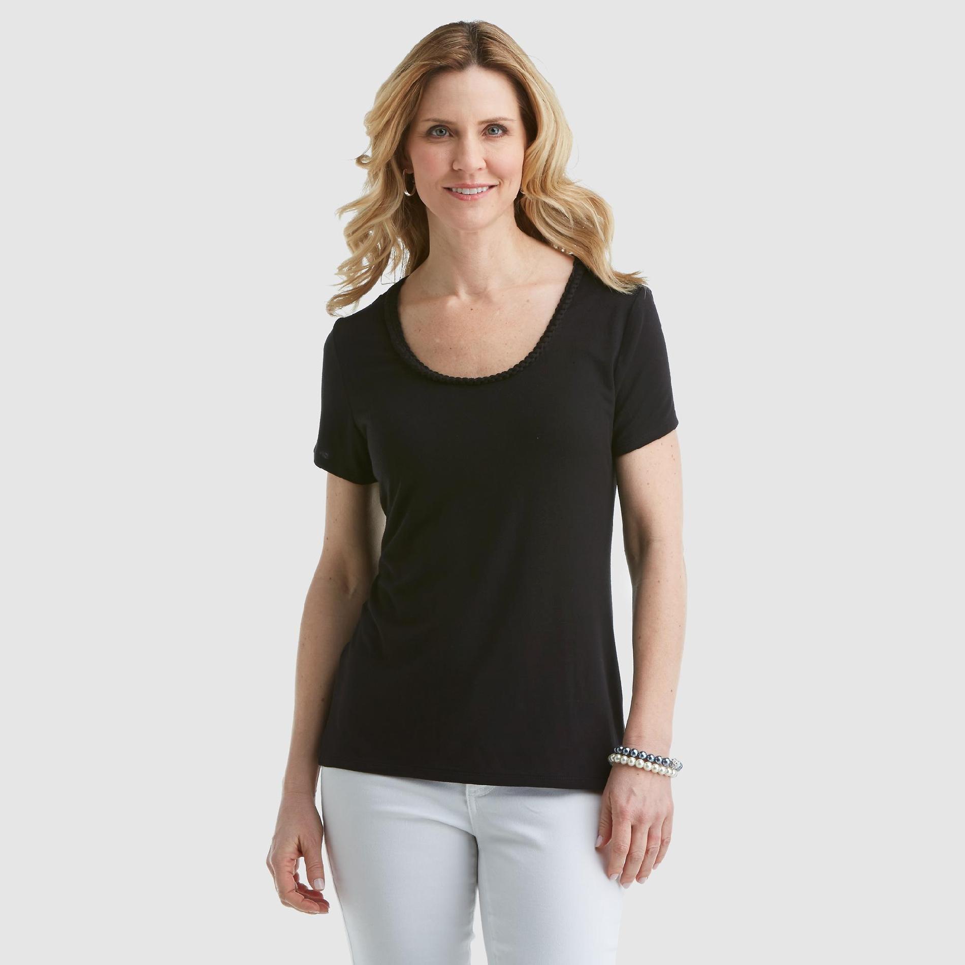 Jaclyn Smith Women's T-Shirt - Braided Trim at Kmart.com
