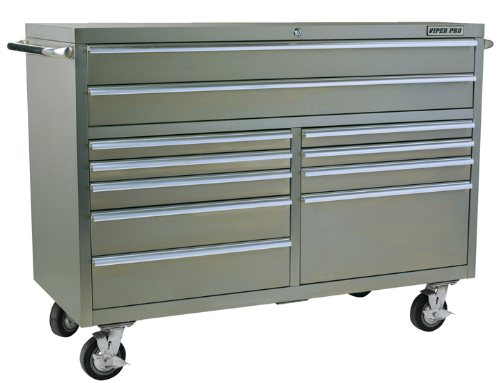 Viper Tool Storage 60" 11 Drawer PRO Series 304 Stainless Steel Rolling