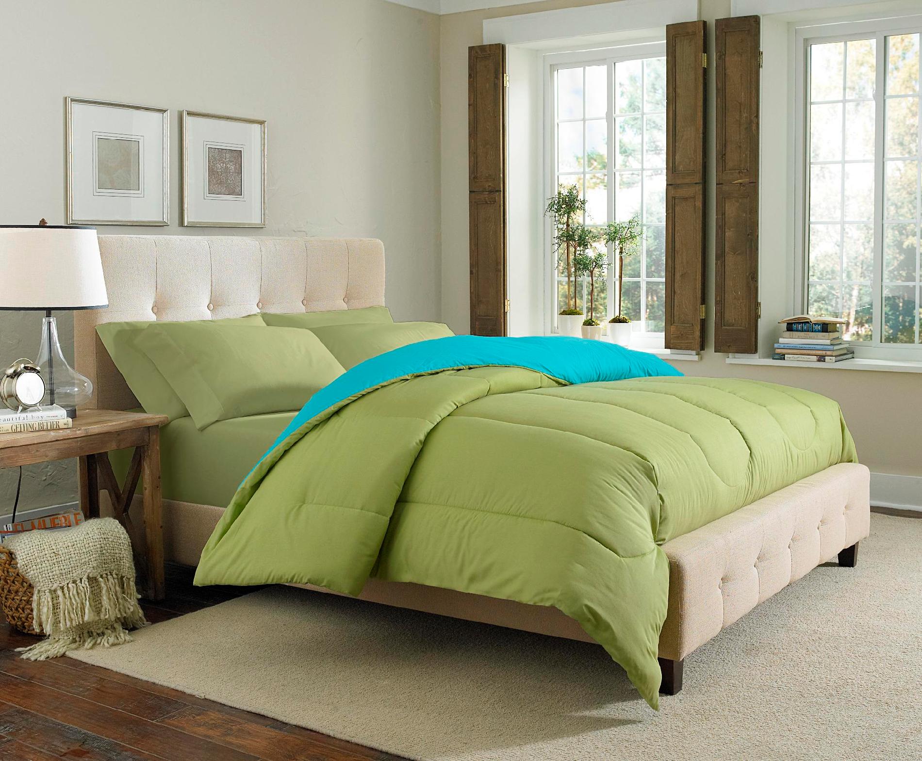 Solid Reversible Comforter - Pear/Aqua