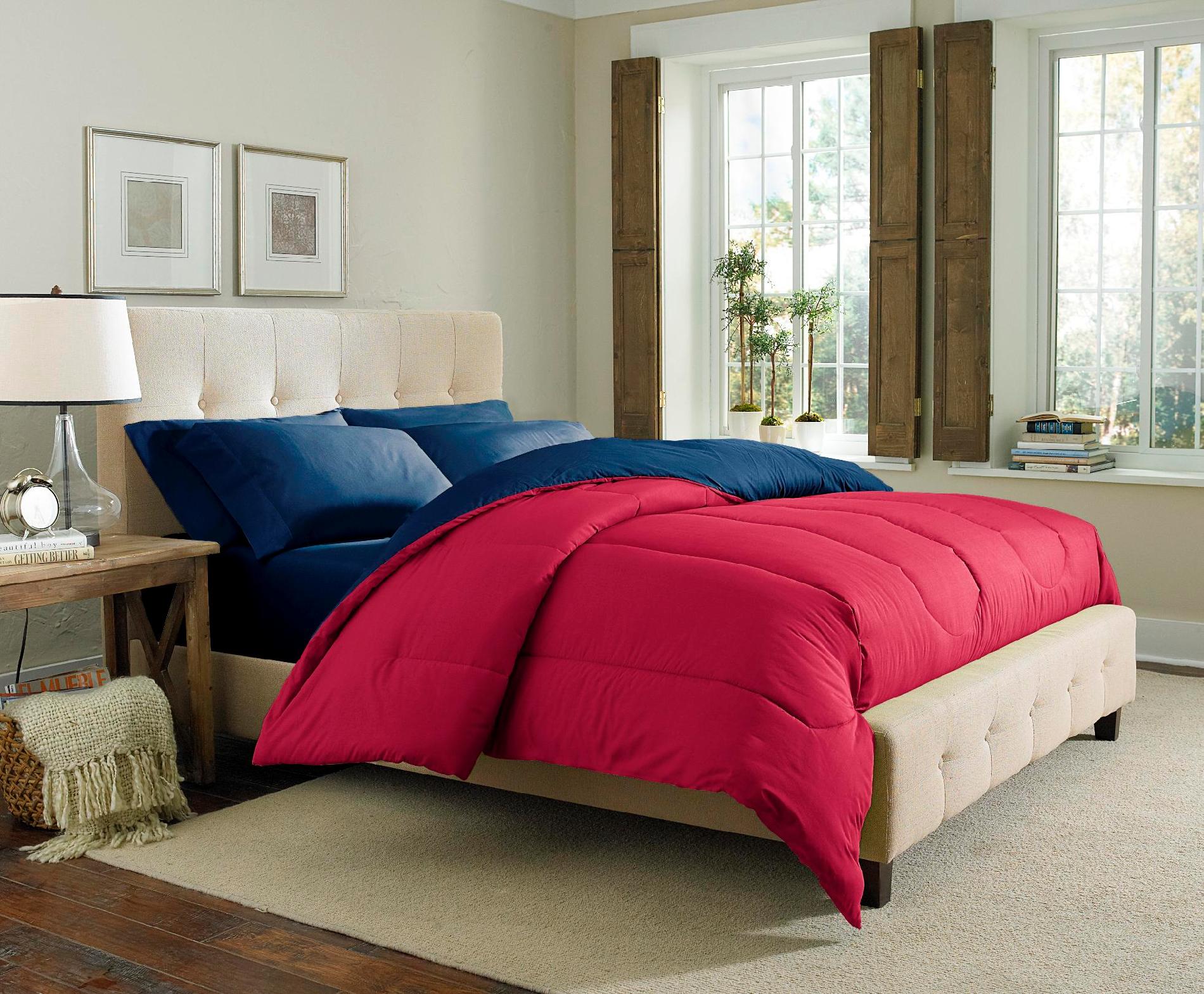 Solid Reversible Comforter - Red/Navy