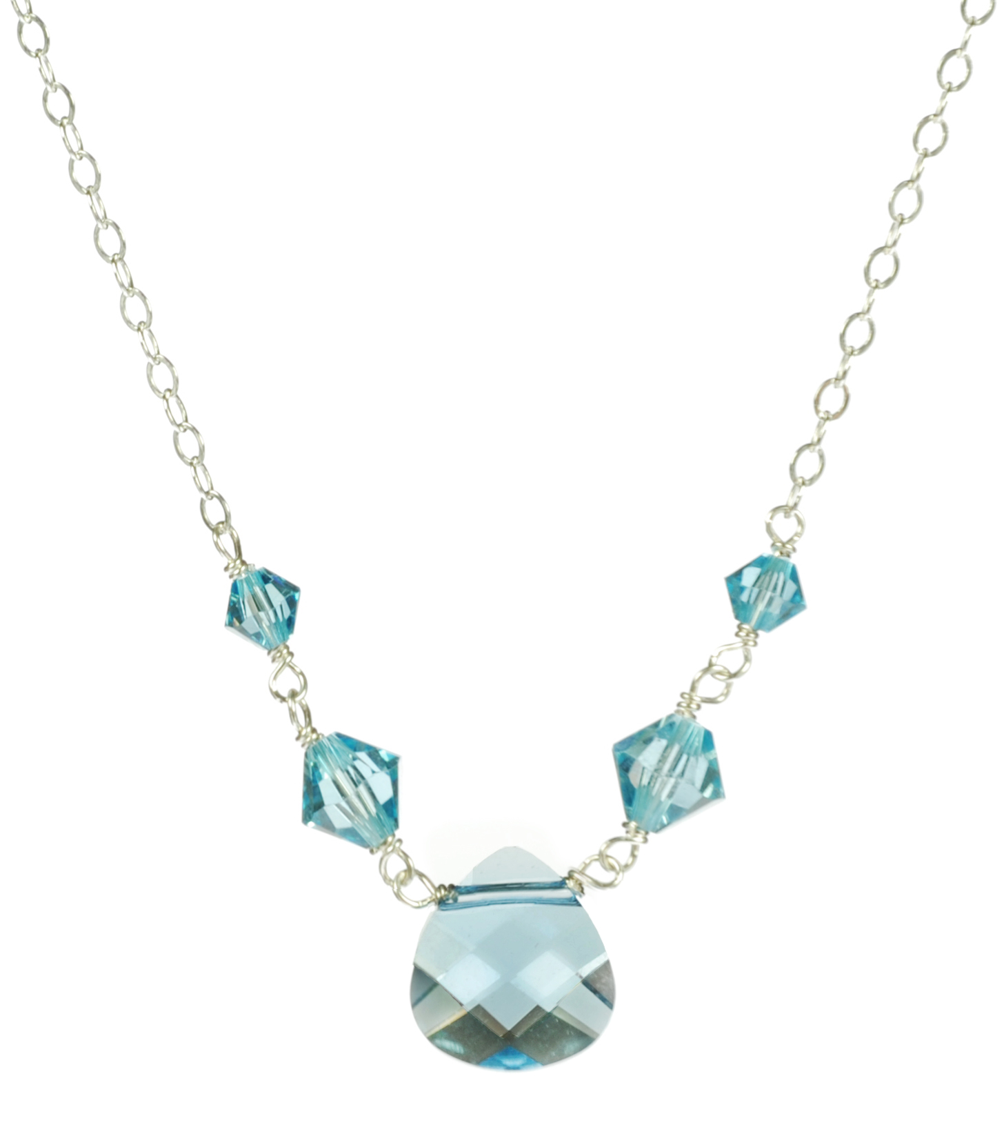 Lita Swarovski Aquamarine Colored Necklace With Sterling Silver Chain 18" at Kmart.com