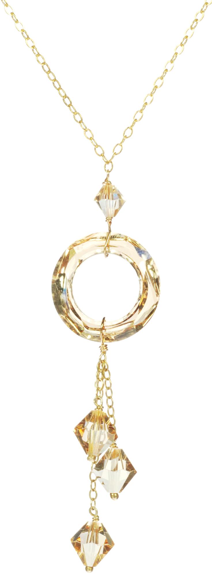 Lita Swarovski Crystal Golden Shadow Donut and Drops Necklace With Sterling Silver Chain 18" at Kmart.com