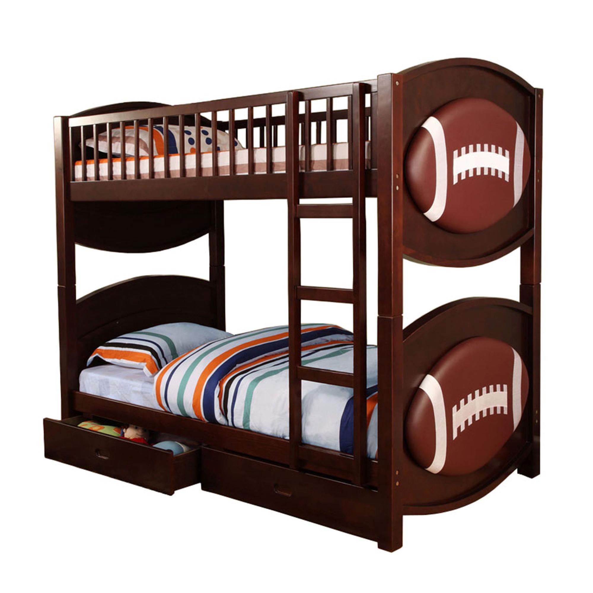 Venetian Worldwide Olympic Football Twin Over Twin Bunk Bed Espresso Spin Prod 814227912