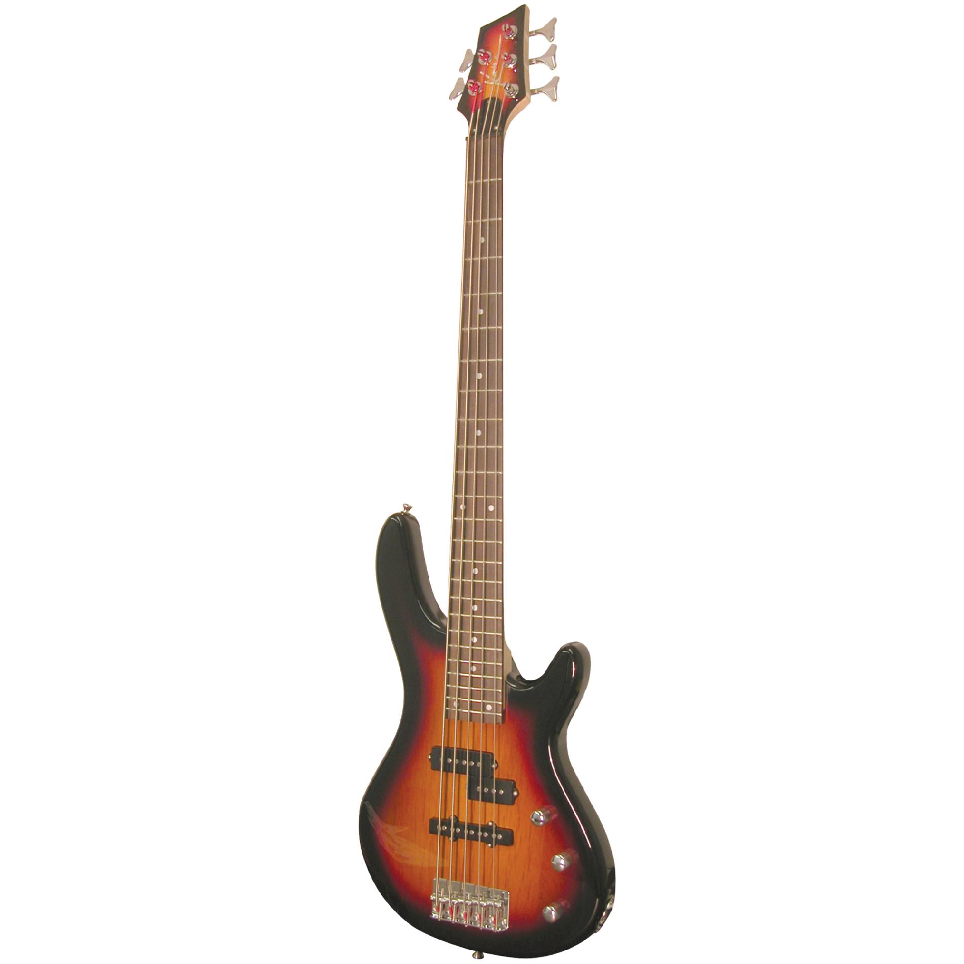 Kona 5 String Electric Bass in High-Gloss Sunburst Finish