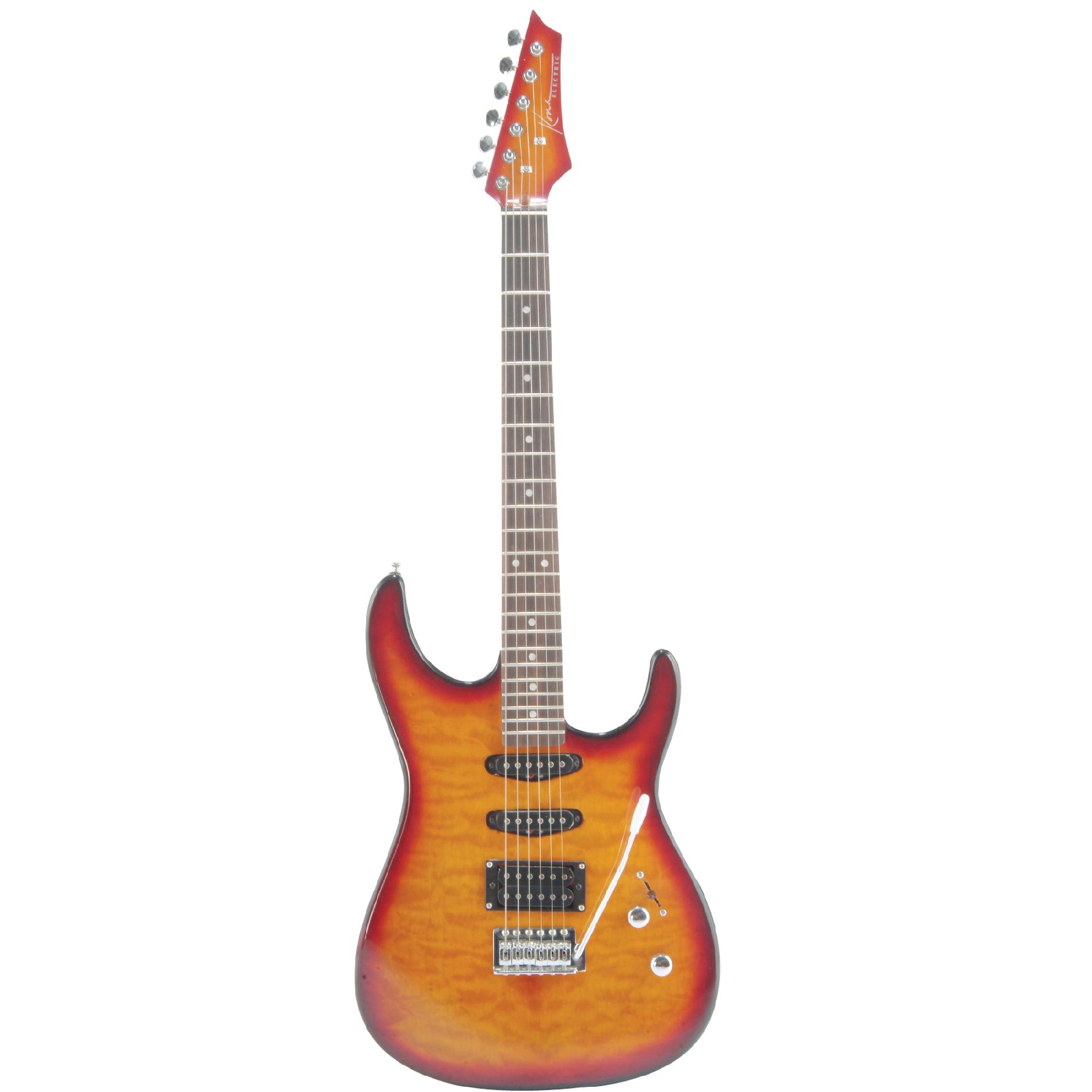 Kona Quilted Top Double Cutaway Electric Guitar in Cherry Sunburst