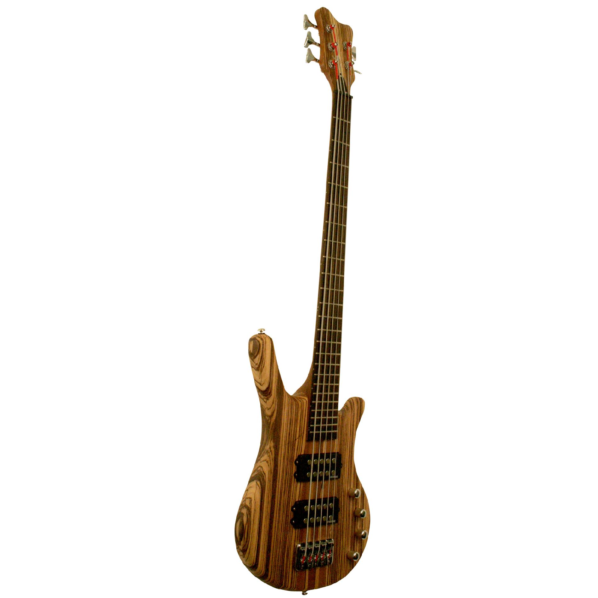 Kona 5 String Bass with Solid Zebra Wood Body