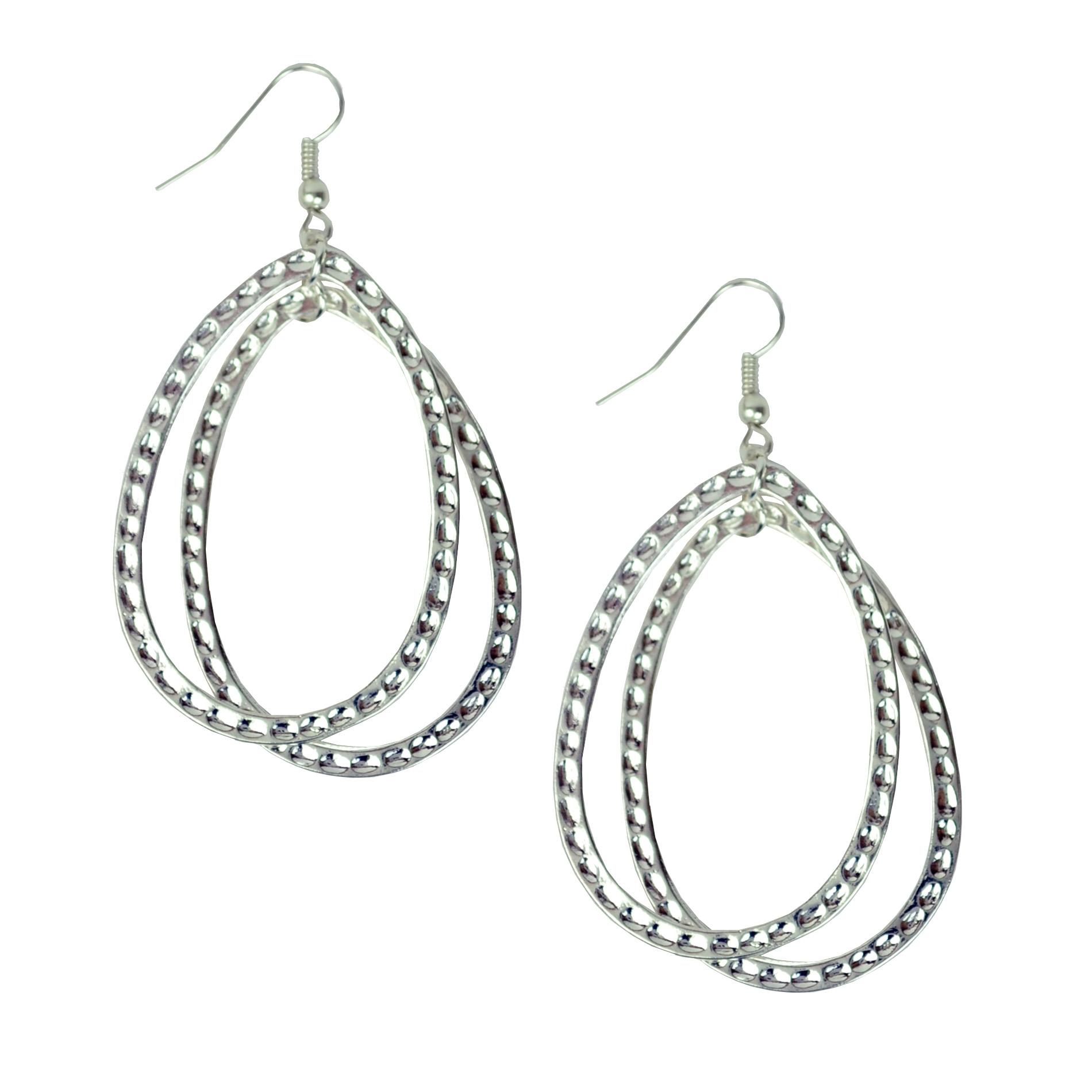 Studio S Women's Double Eye Drop Earrings - Silvertone at Sears.com