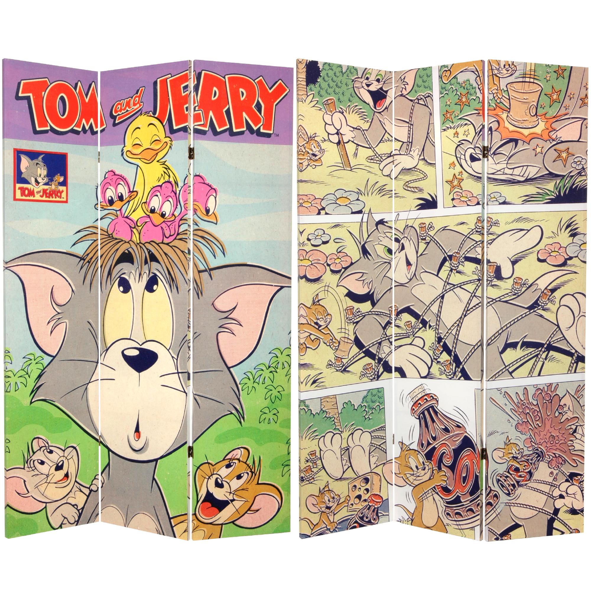 Oriental Furniture 6 ft. Tall Double Sided Tom and Jerry Canvas Room Divider at Kmart.com