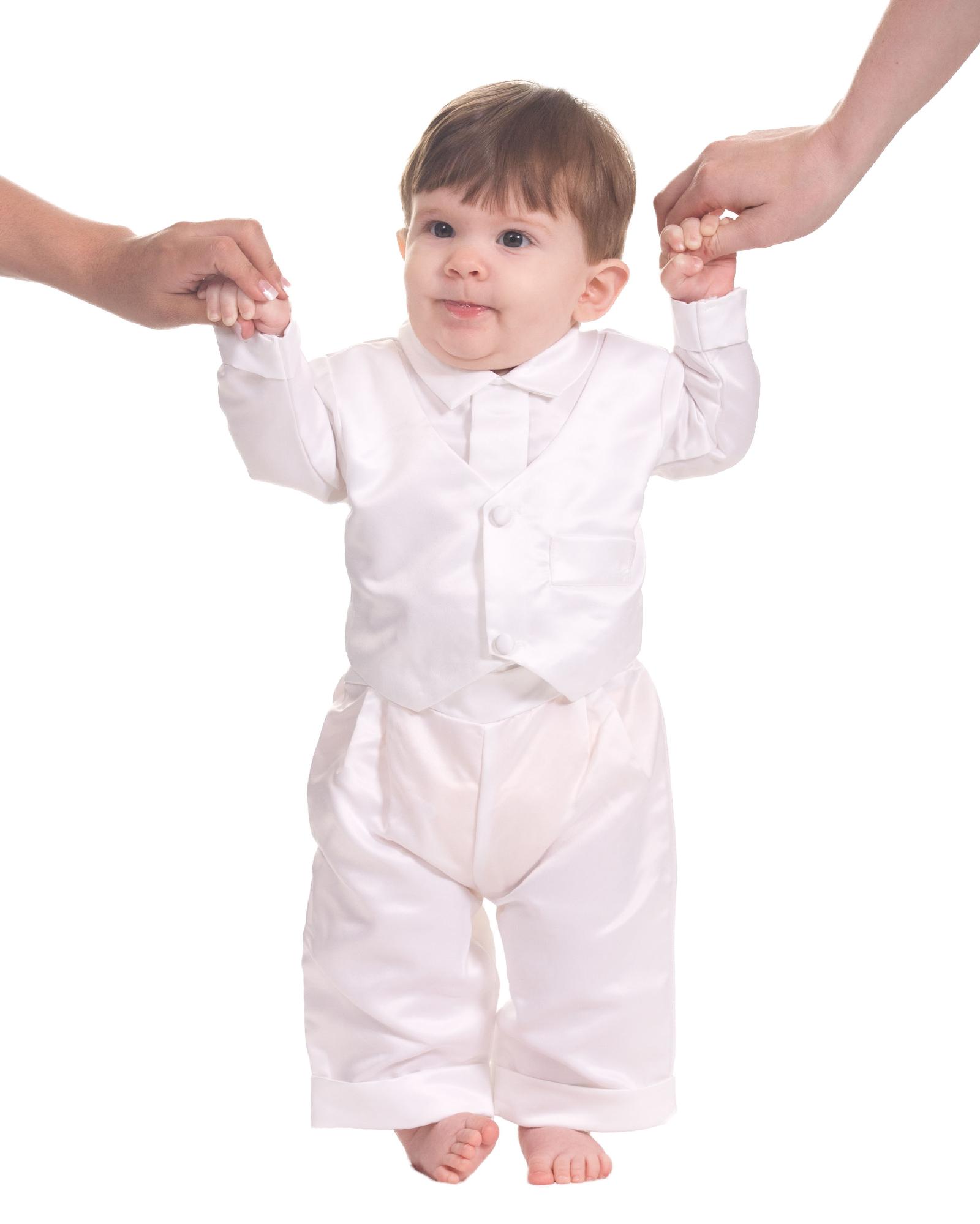The Children's Hour Baby Boys' Tuxedo with Bonnet - White 12 Month