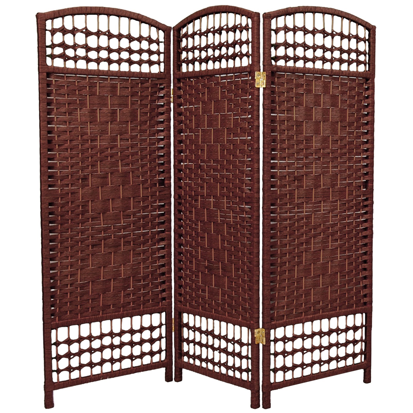 Oriental Furniture 4 ft. Tall Fiber Weave Room Divider - 3 Panel - Dark Red at Kmart.com