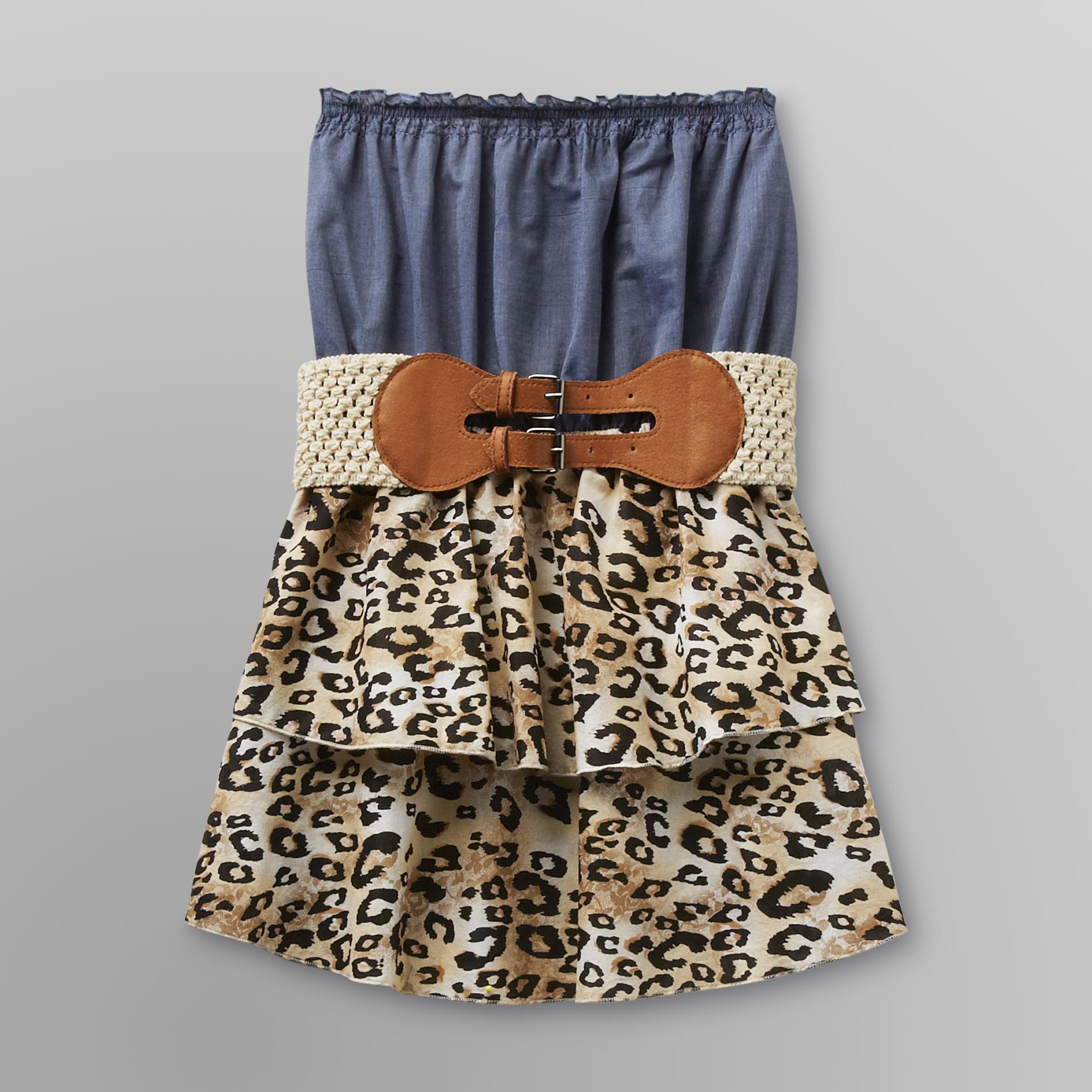 Almost Famous Junior's Strapless Dress - Leopard Print at Sears.com
