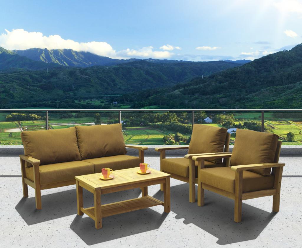 Amazonia Del Prado Teak 4 piece Seating Set w/ Sunbrella Teak Color Cushions at Sears.com