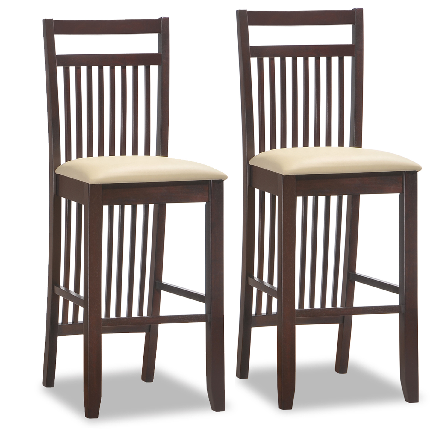 LEICK FURNITURE Leick Wood Slat Back Bar Stool - Set of 2 w/Cream Faux Leather Seat at Kmart.com