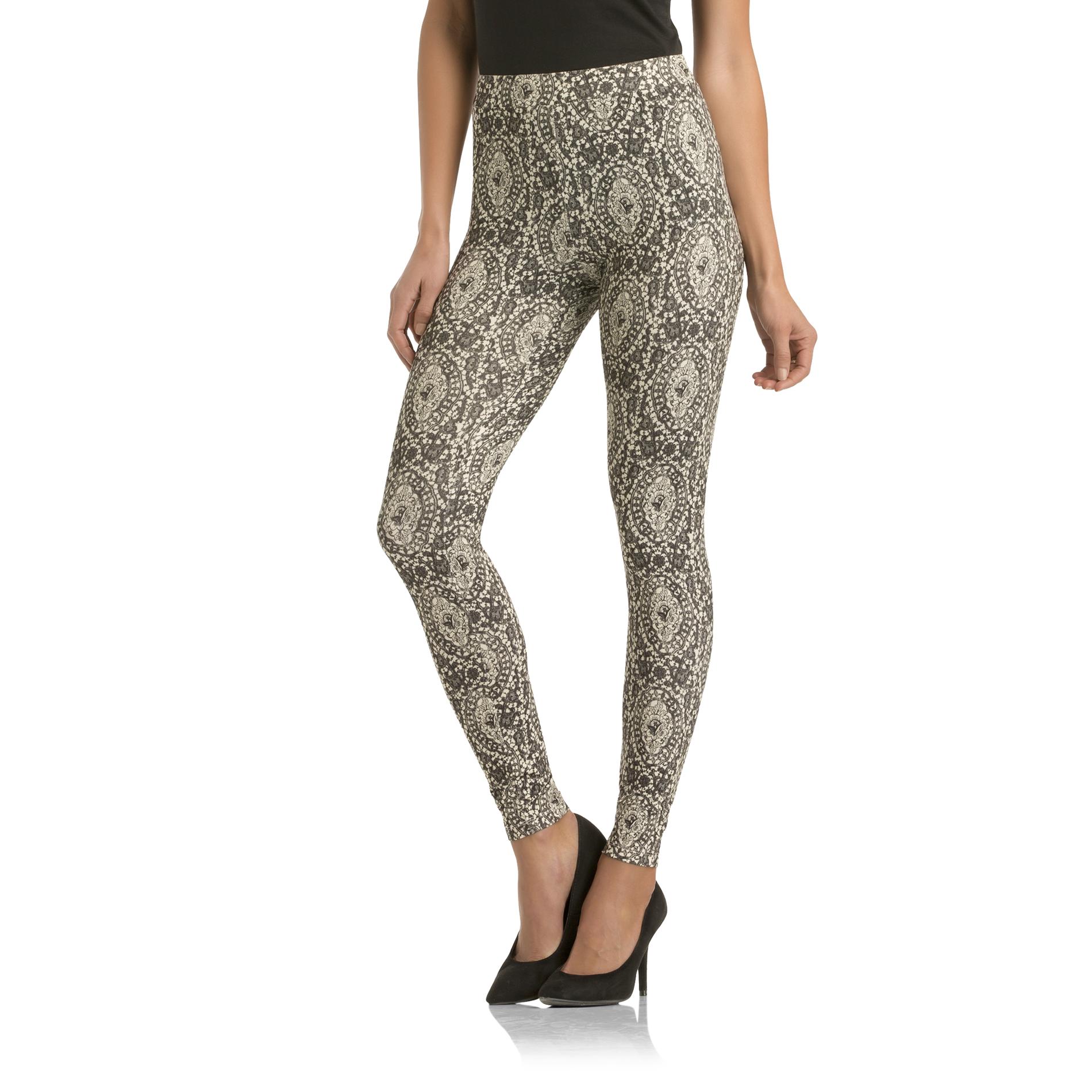 Kardashian Kollection Women's Knit Leggings - Lace Black XL
