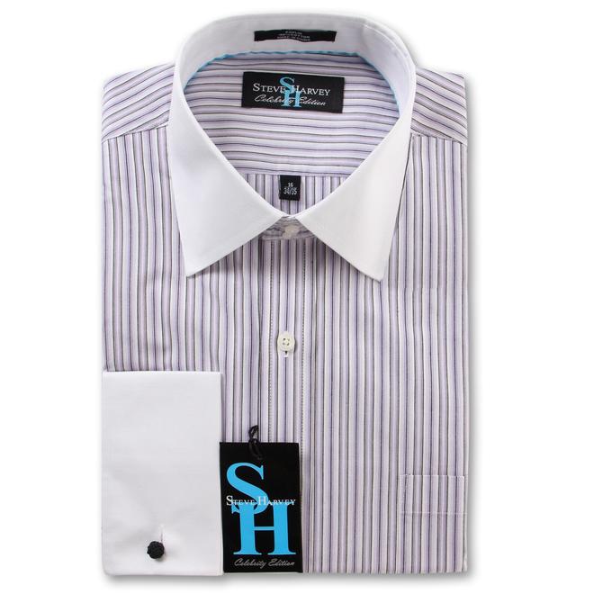Steve Harvey Men's Striped Dress Shirt