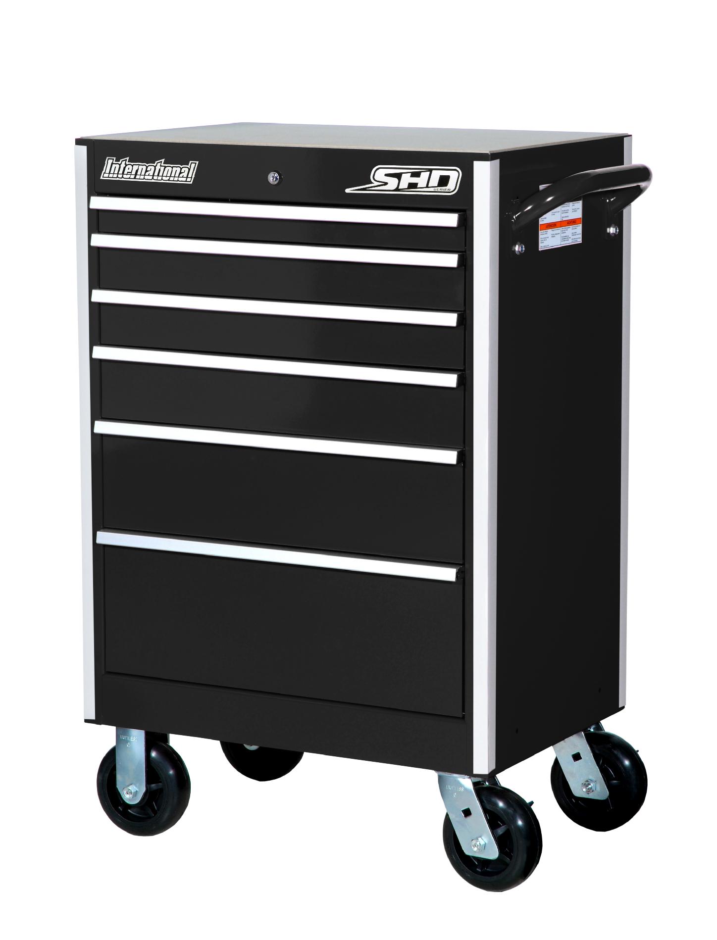 International SHD 27 6-Drawer Ball Bearing Slides Roller Cabinet Black