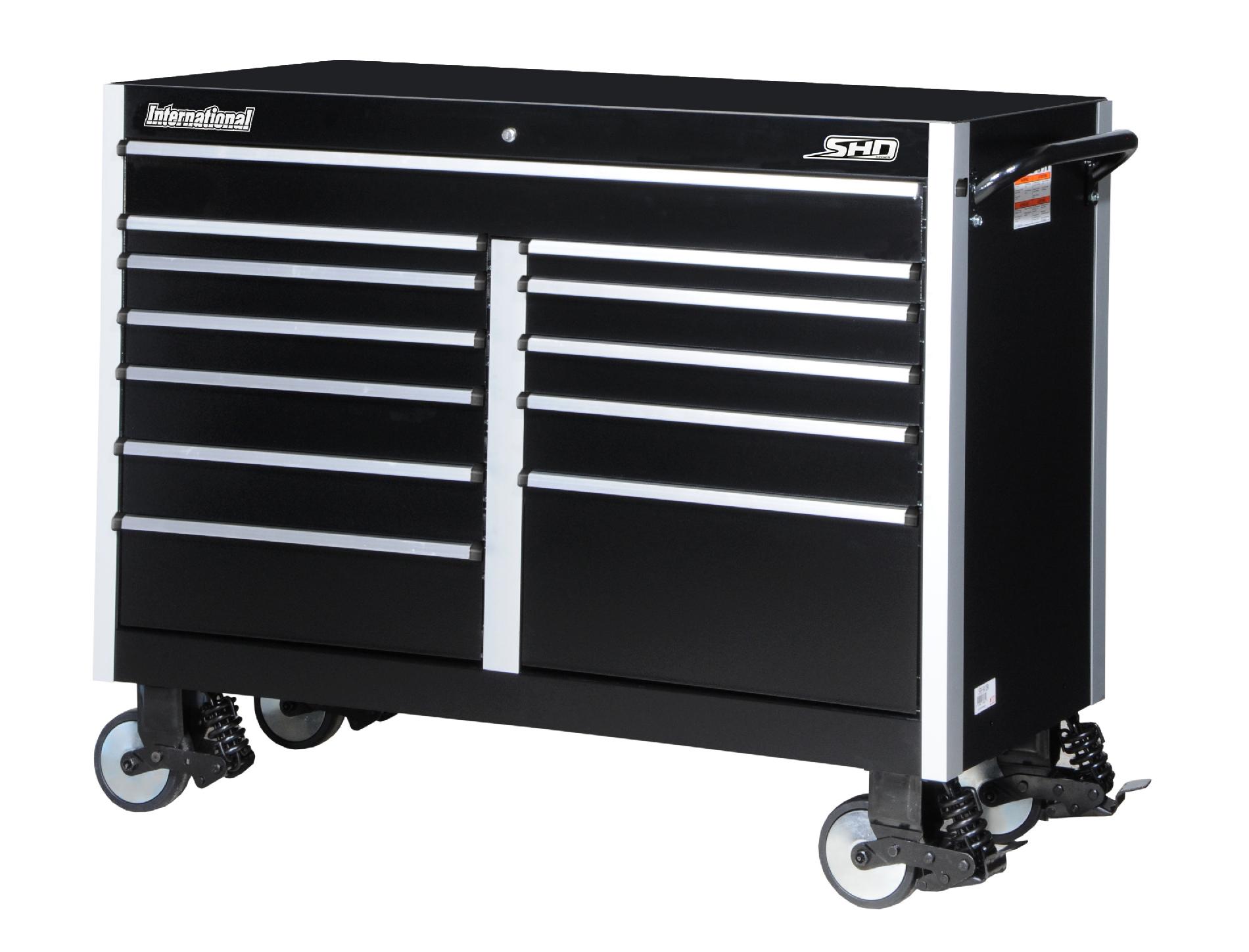 International SHD 54 12-Drawer Ball Bearing Slides Roller Cabinet Black