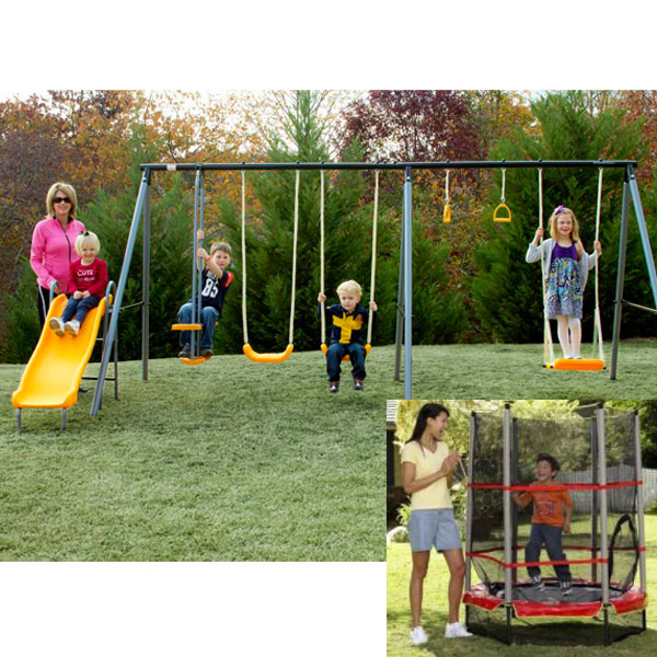Playzone 6-Leg 7-Play Swing Set & Trampoline Bundle at Kmart.com