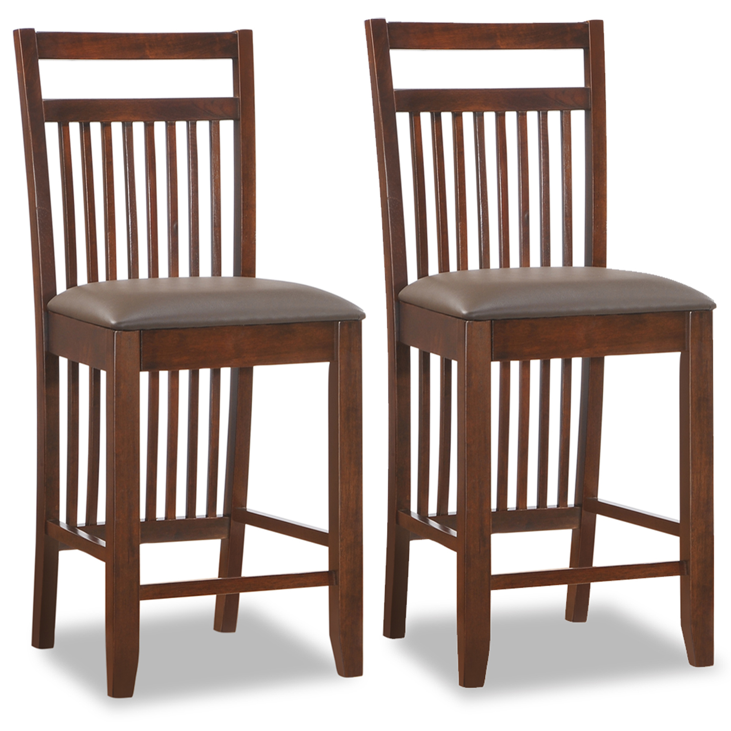 LEICK FURNITURE Leik Wood Slat Back Counter Height Stool - Set of 2 w/Chocolate Faux Leather Seat at Kmart.com
