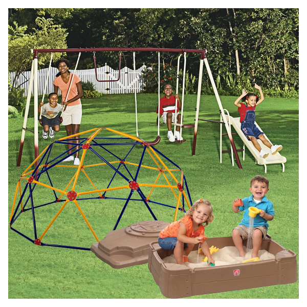 Cameron 4 Leg 5 Station Swing Set, Sand Box & Space Dome Bundle at Kmart.com