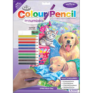 Royal & Langnickel Colour Pencil by Numbers Wash Day Fun Designed Painting Set 