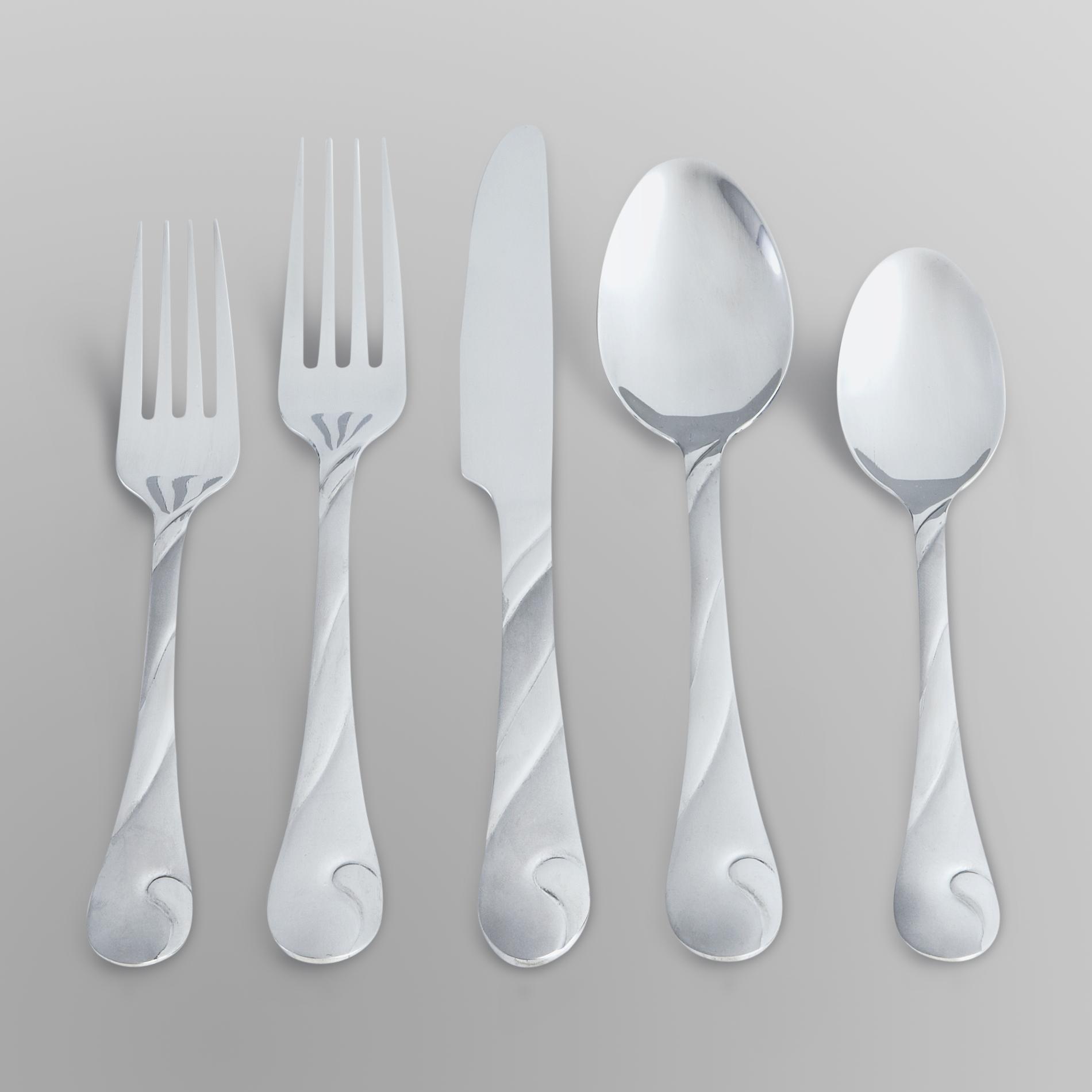 Buy Overstock.com Maison Luxe 18/10 'Ribbon Frost' 45-piece ...