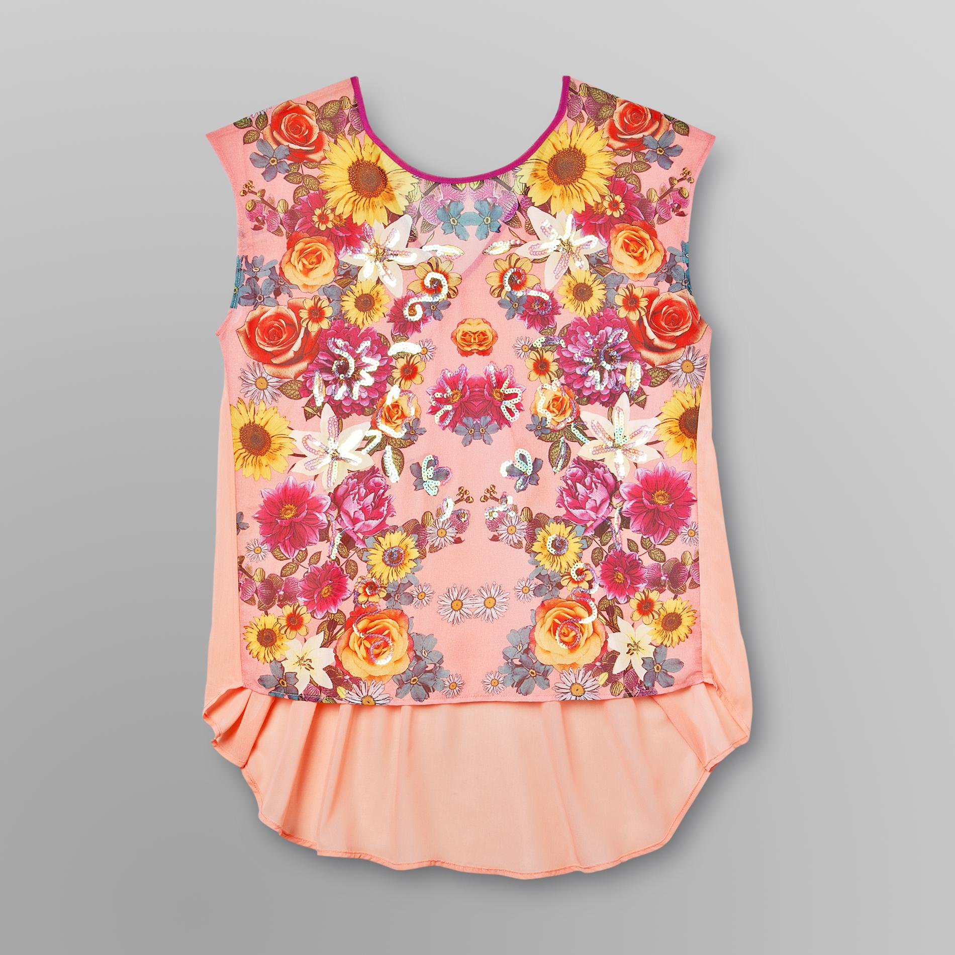 Bongo Junior's High-Low Top - Floral & Sequins at Sears.com