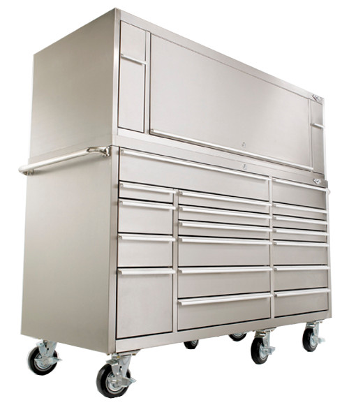 Viper Tool Storage PRO 72-Inch 2 Drawer 16G Steel Top Hutch  304 Stainless Steel